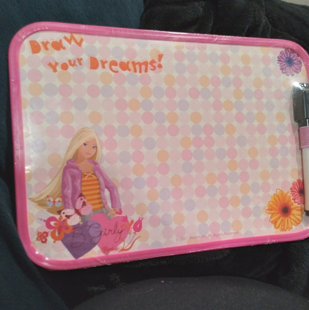Barbie dry erase message board fridge magnet 2007 B Girly Draw Your Dreams